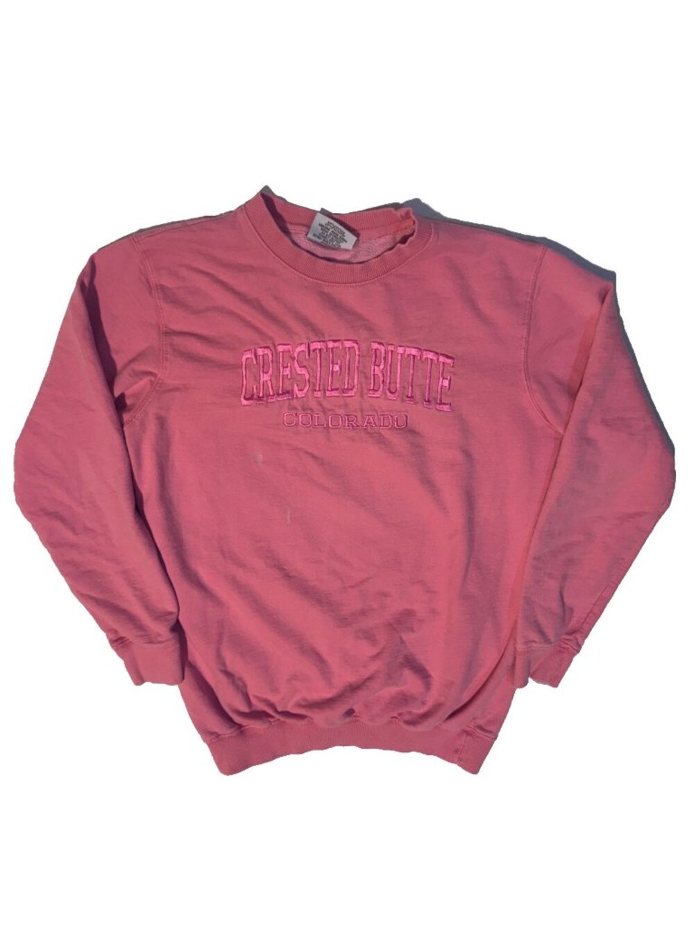 Crested Butte Colorado Pink Embroidered Sweatshirt Small Cozy Relaxed Fit